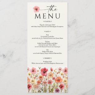 Wildblume Boho Wedding Menükarte