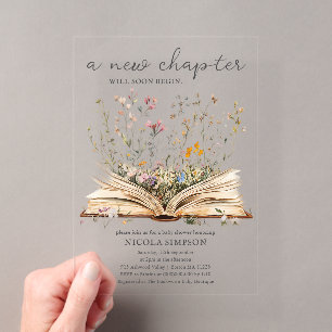 Wildblume   Book Theme Baby Shower Acryleinladungen