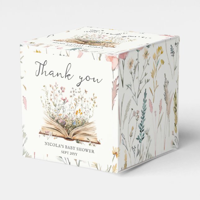 Wildblume | Book Theme Baby Shower Geschenkschachtel (Vorderseite)