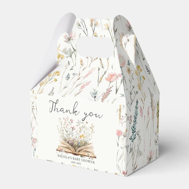 Wildblume | Book Theme Baby Shower Geschenkschachtel (Vorderseite)