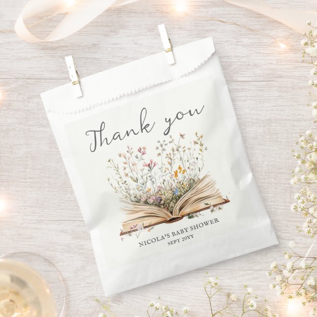 Wildblume | Book Theme Baby Shower Geschenktütchen (Ausgeschnitten)