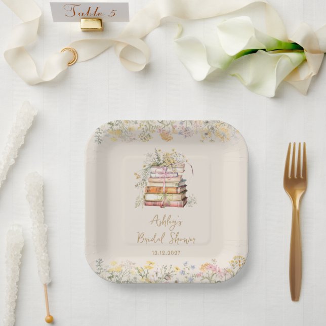 Wildblume Book Theme Brautparty Pappteller (Hochzeit)