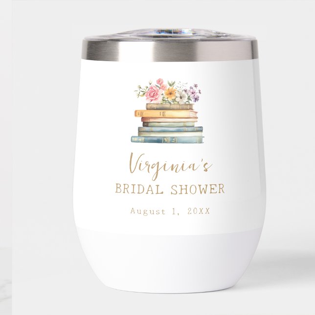 Wildblume Books Brautparty (Wildflower Books Bridal Shower Thermal Wine Tumbler by Painted Paperie
)