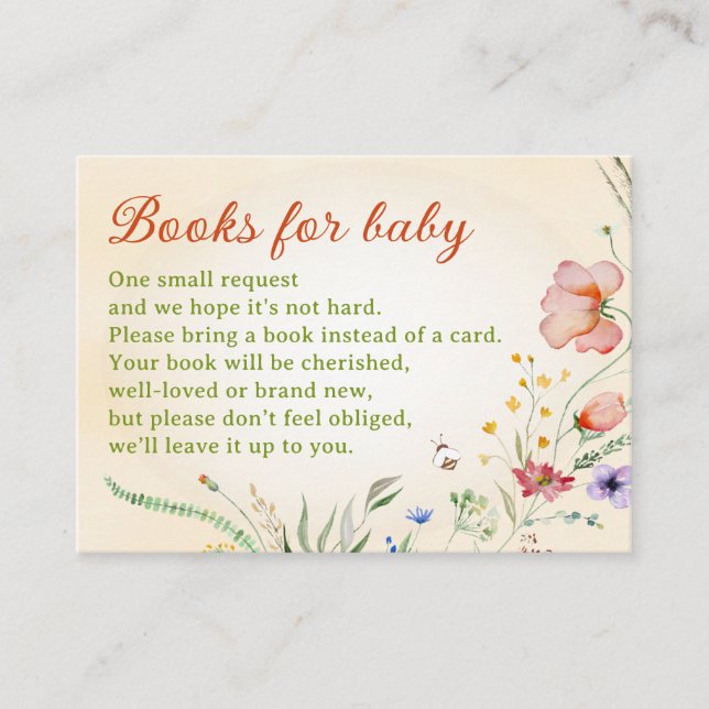 Wildblume Books for Baby Shower Library Gebäude Begleitkarte (Vorderseite)