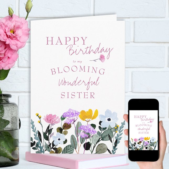 Wildblume Border Bloomful Birthday Karte (Von Creator hochgeladen)
