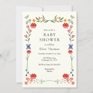 Wildblume Botanic Garden Babydusche Einladung