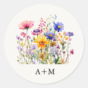 Wildblume Botanica Wedding Runder Aufkleber