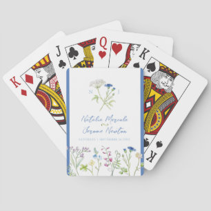 Wildblume botanisch-blaue Hochzeit Spielkarten