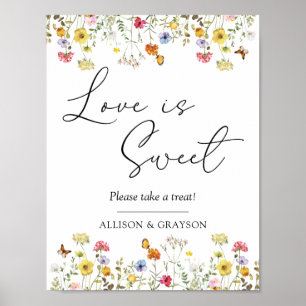Wildblume Botanische Hochzeit Liebe ist süße Gefäl Poster