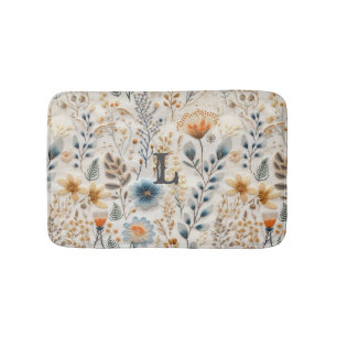Wildblume Botanische Monogramm Badematte