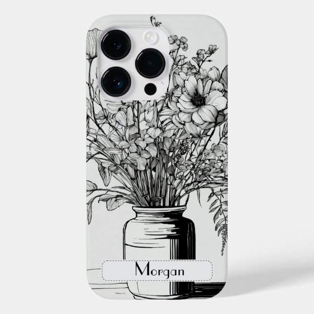 Wildblume Botanischer Blumenkohl Personalisiert Case-Mate iPhone 14 Pro Hülle (Rückseite)