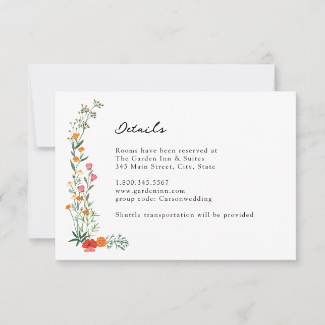 Wildblume Botanischer Garten Hochzeitskarte Einladung (Vorderseite)