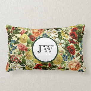 Wildblume botanischer Sommergarten Monogramm Lendenkissen
