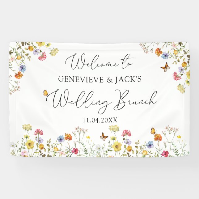Wildblume Botanisches Begrüßungszeichen Banner (Horizontal)