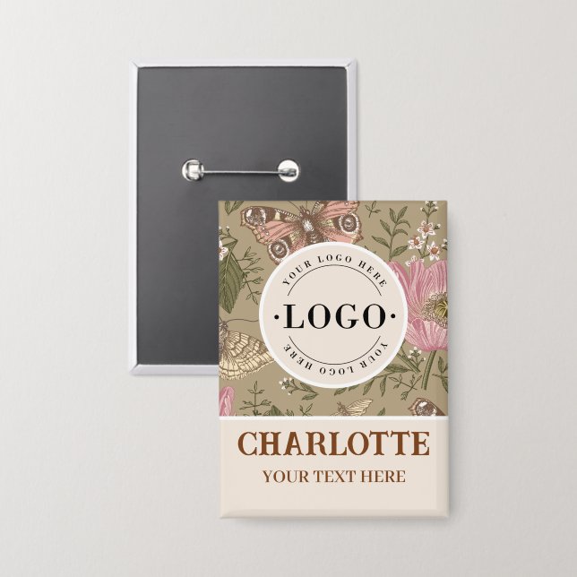 Wildblume Botanisches Geschäftslogo Button (Vorderseite/Rückseite)