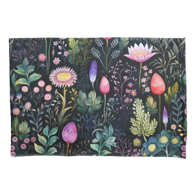 Wildblume Botanisches Muster für helles Wasser Kissenbezug (Vorderseite)