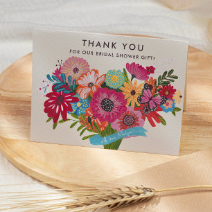 Wildblume Bouquet Brautparty Dankeskarte
