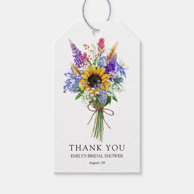 Wildblume Bouquet Brautparty Geschenkanhänger (Vorderseite)