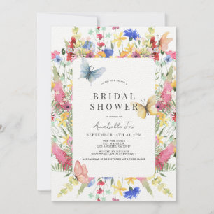 Wildblume Bouquet & Butterfly Brautparty Einladung