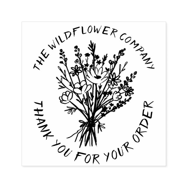 Wildblume Bouquet CUSTOM Bestellung Vielen Dank Gummistempel (Prägung)