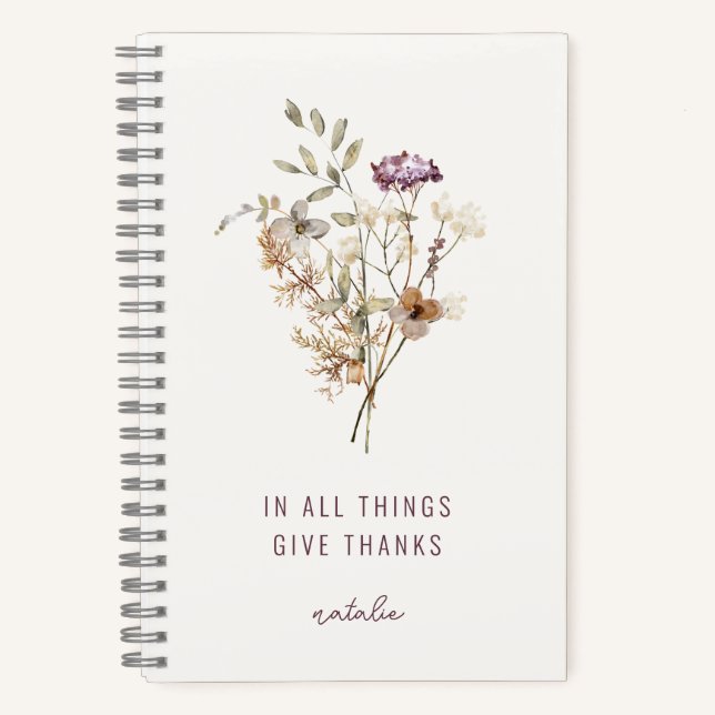 Wildblume Bouquet Dankesblatt Notizbuch (Vorderseite)