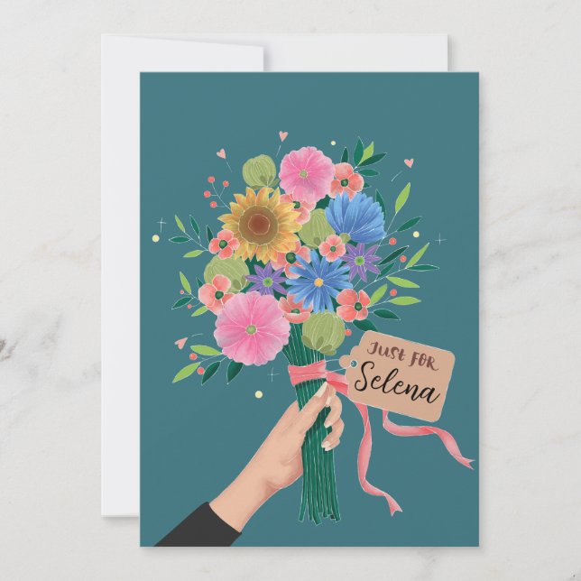 Wildblume Bouquet Dankeskarte (Vorderseite)