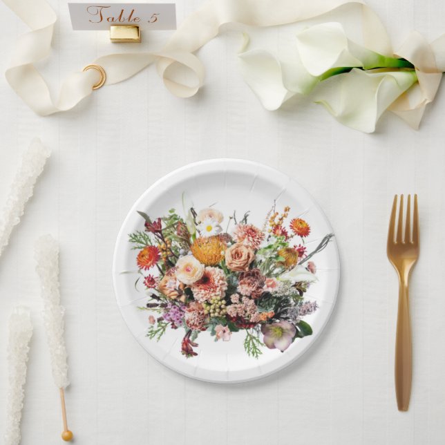 Wildblume Bouquet Floral Pappteller (Hochzeit)