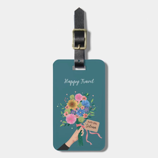 Wildblume Bouquet Gepäckanhänger (Vorderseite vertikal)