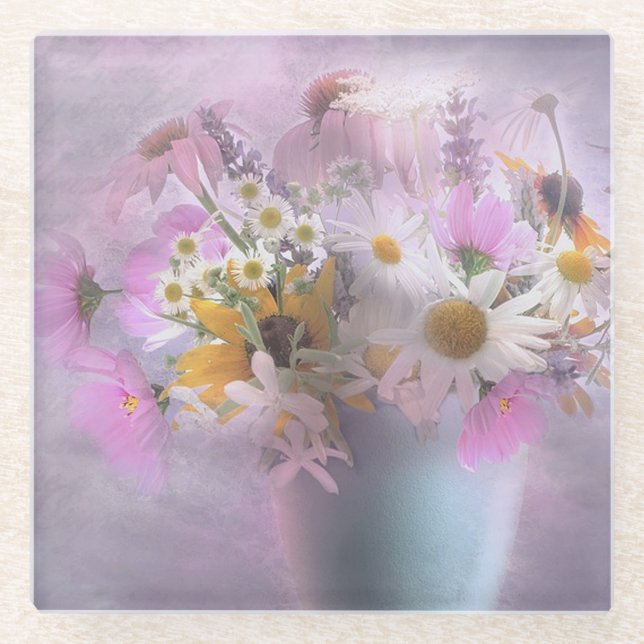 Wildblume Bouquet Glasuntersetzer (Vorderseite)