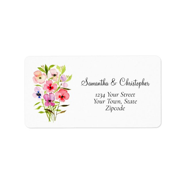 Wildblume Bouquet Hochzeitsadresse Adressaufkleber (Vorne)