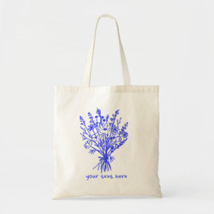 Wildblume Bouquet Loose Floral Doodle Custom Blue Tragetasche