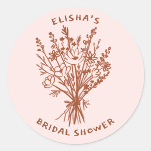 Wildblume Bouquet Rustic Whimsical Brautparty Runder Aufkleber