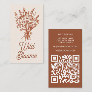 Wildblume Bouquet Rustikaler Minimal Blumenbraun Q Visitenkarte