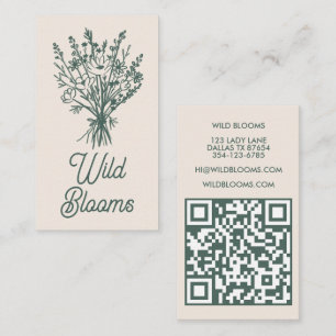 Wildblume Bouquet Rustikaler Minimal Blumenkohl QR Visitenkarte