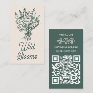 Wildblume Bouquet Rustikaler Minimal Blumenkohl QR Visitenkarte
