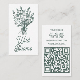 Wildblume Bouquet Rustikaler Minimal Blumenkohl QR Visitenkarte