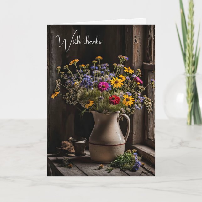 Wildblume Bouquet, vielen Dank Karte (Vorderseite)