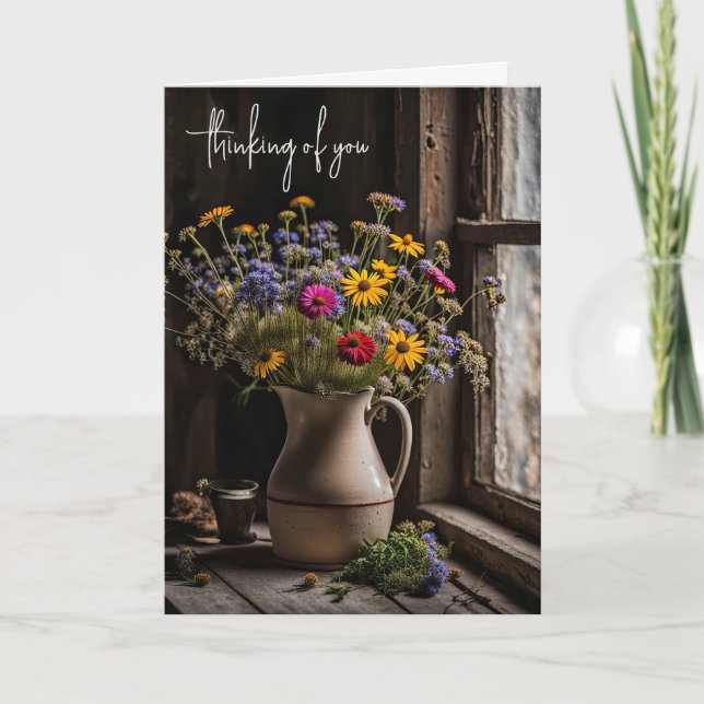 Wildblume Bouquet zum Nachdenken Karte (Vorderseite)