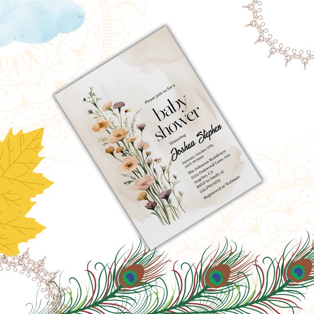 Wildblume Boy Baby Dusche Einladung (Von Creator hochgeladen)