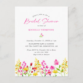 Wildblume Brautparty Boho Elegante Blumeninvit Postkarte