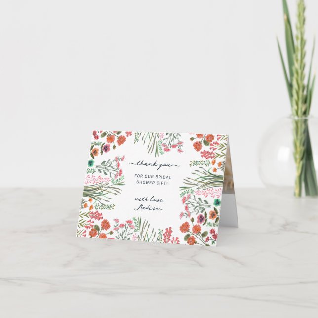 Wildblume Brautparty Dankeskarte (Vorderseite)