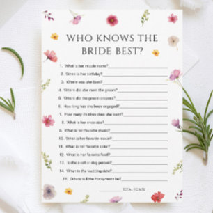 Wildblume Brautparty, das Bride Game Card kennt Einladung