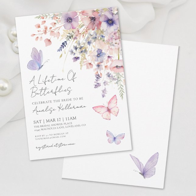 Wildblume-Brautparty Einladung (Lifetime Of Butterflies Wildflower Bridal Shower Invitation)