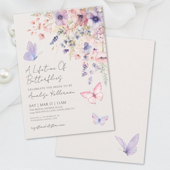 Wildblume-Brautparty Einladung (Butterfly Wildflower Bridal Shower Invitation)