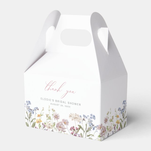 Wildblume Brautparty Gefälligkeitsbox Rosa Blüte Geschenkschachtel (Vorderseite)