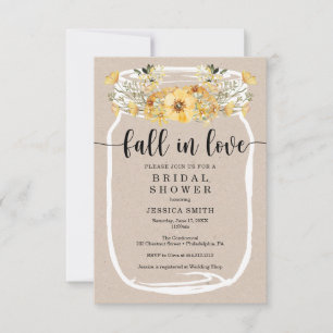 Wildblume Brautparty Mason Jar Gelb Einladung