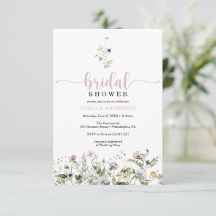 Wildblume Brautparty Minimale Einladungskarte