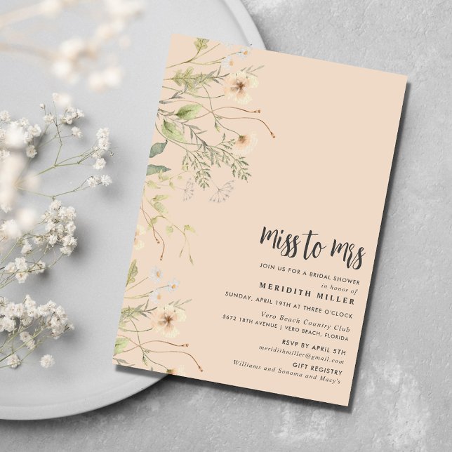 Wildblume Brautparty Party Einladung (Wildflower Bridal Shower Party Invitation)