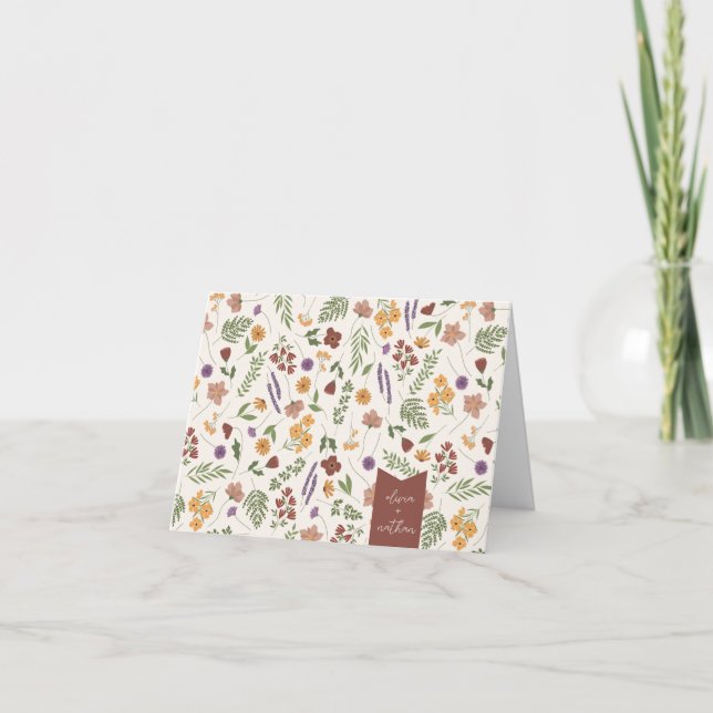 Wildblume Brautparty Personalisiert Dankeskarte (Vorderseite)