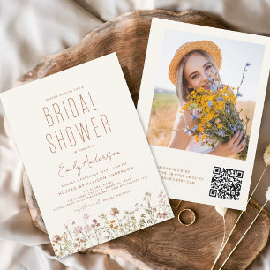 Wildblume Brautparty QR Code Foto Einladung